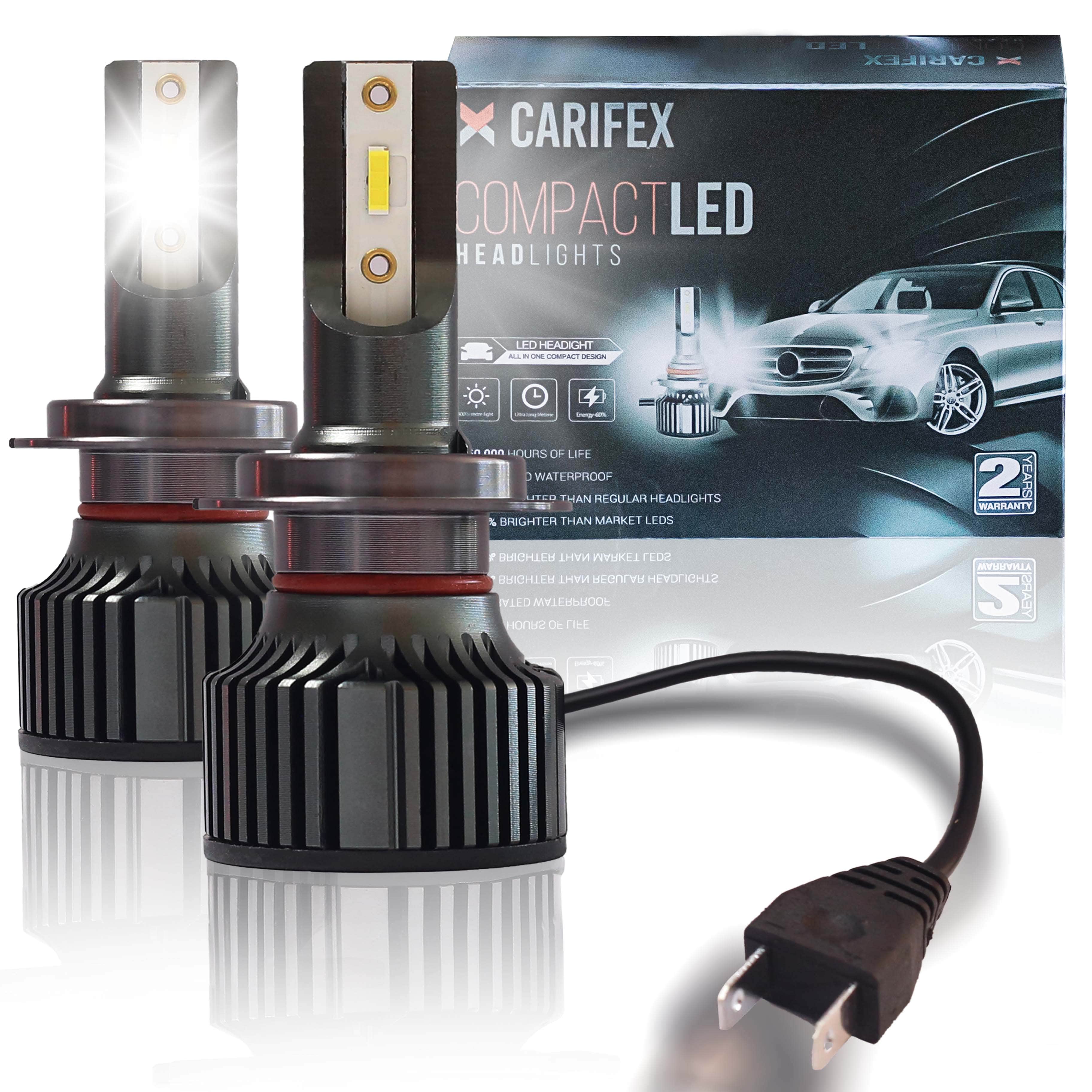 Special H7 LED Headlights Bulbs for Lenticular Headlights - 10,000 Lumens.
