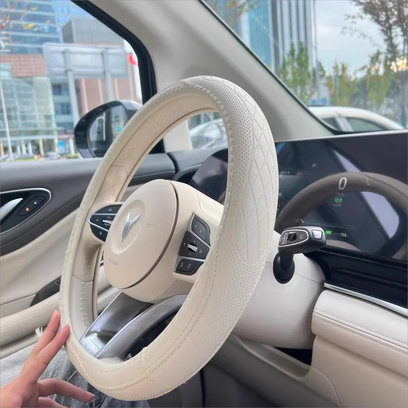 Carifex Beige Premium Napa Leather Steering Wheel Cover