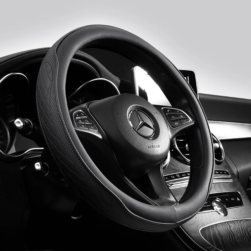 Carifex Black Premium Napa Leather Steering Wheel Cover